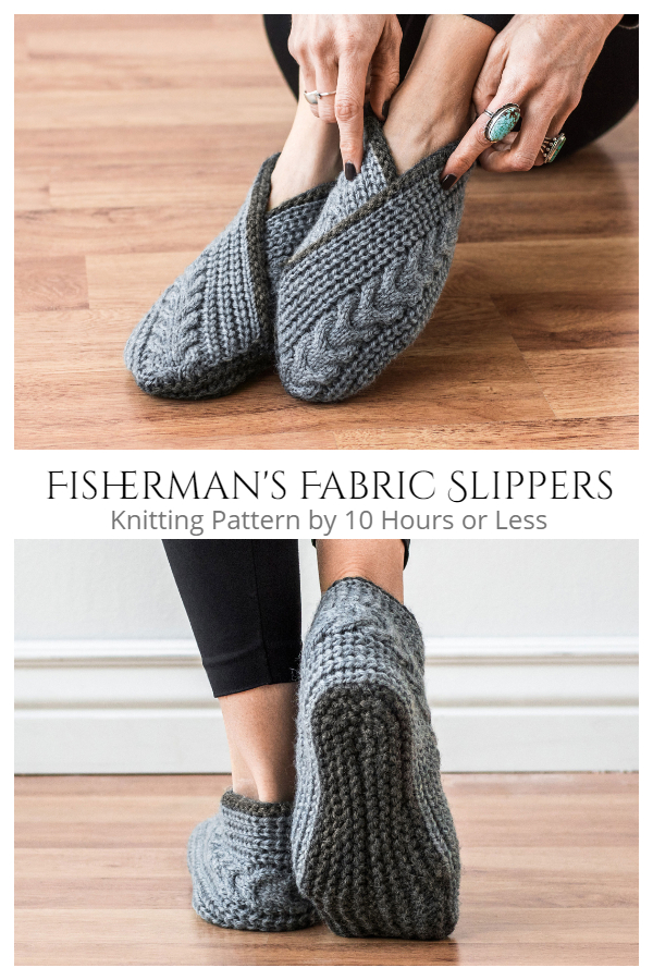 Crossover Cable Fisherman's Fabric Slippers Knitting Patterns
