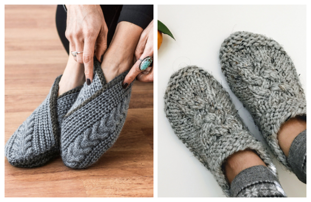 Cable Slippers Knitting Patterns