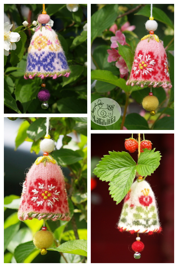 Summer Garden Bell Ornament Knitting Patterns