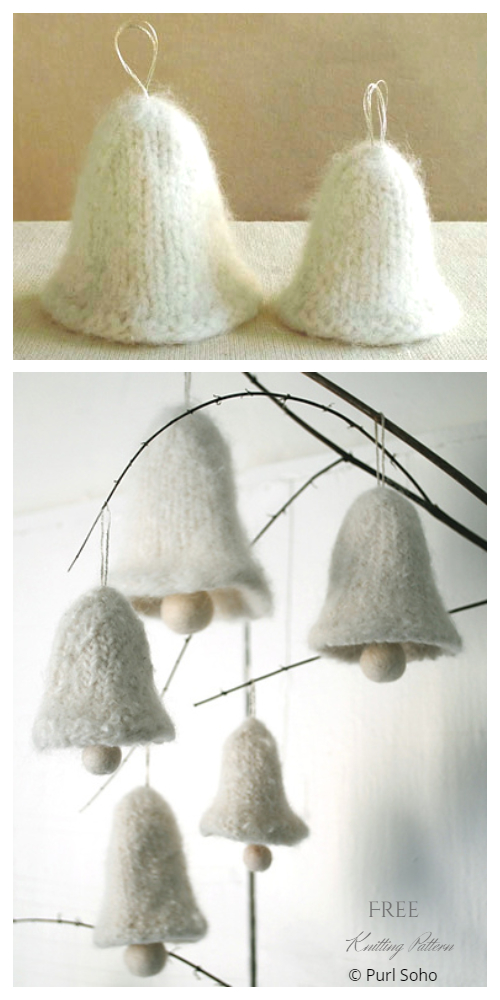 Felted Christmas Bell Ornament Free Knitting Patterns