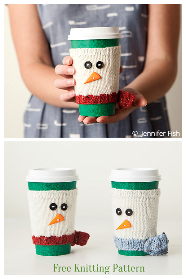 Christmas Snowman Chill Chaser Cup Cozy Free Knitting Patterns