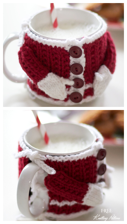 Christmas Santa's Mug Cozy Free Knitting Patterns