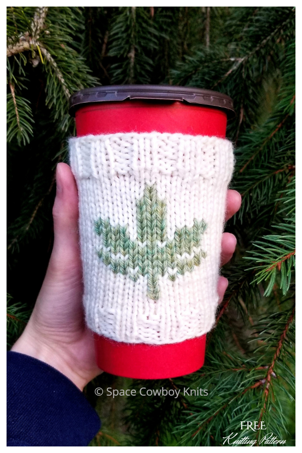 Christmas Cannabis Coffee Mug Cozy Free Knitting Patterns