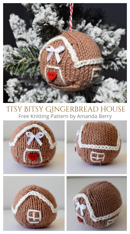 Knit Itsy Bitsy Gingerbread House Ornament Free Knitting Patterns