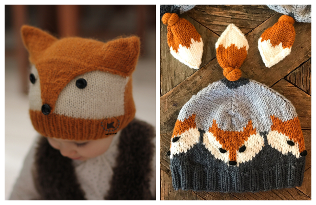 Knit Fox Hat Free Knitting Patterns & Paid