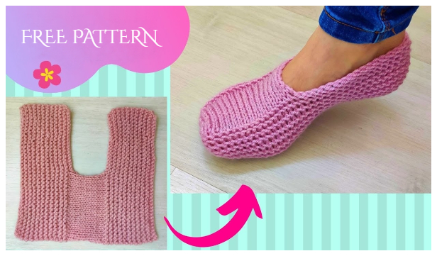 Knit One-Piece Slippers Free Knitting Pattern + Video