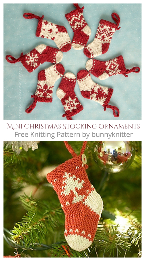 Mini Christmas Stocking Ornaments Free Knitting Patterns  Knitting Pattern