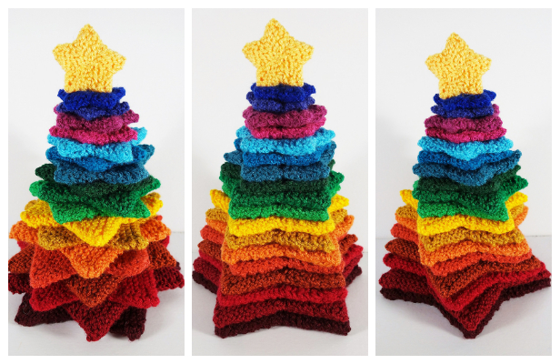 Knit Stacking Stars Christmas Tree Free Knitting Pattern