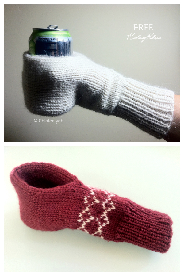 CupHolder Cup Cozy Mittens Free Knitting Patterns