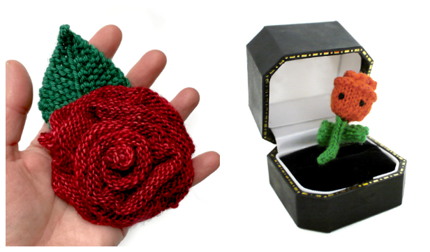 3D Rose Flower Free Knitting Patterns