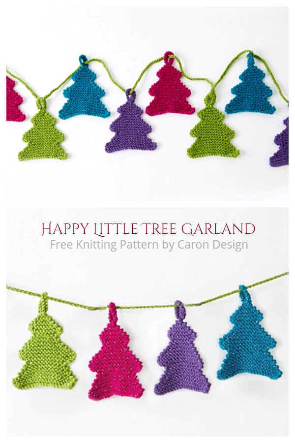 Christmas Happy Little Tree Garland Free Knitting Patterns