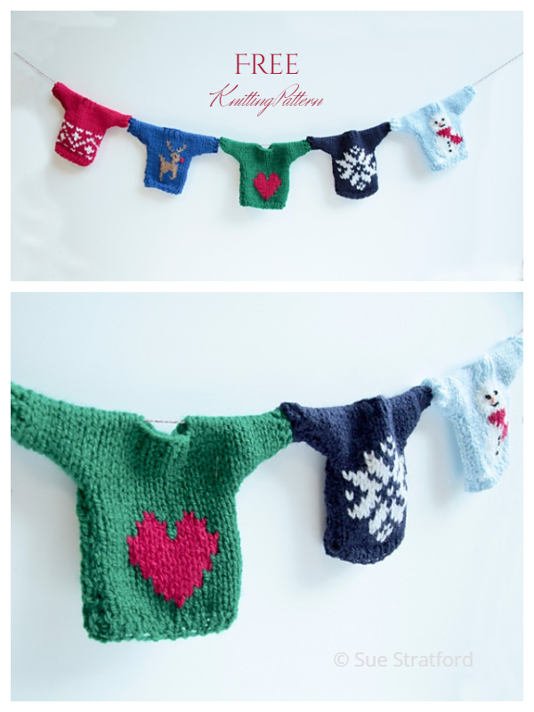 Mini Christmas Jumper Bunting Free Knitting Patterns
