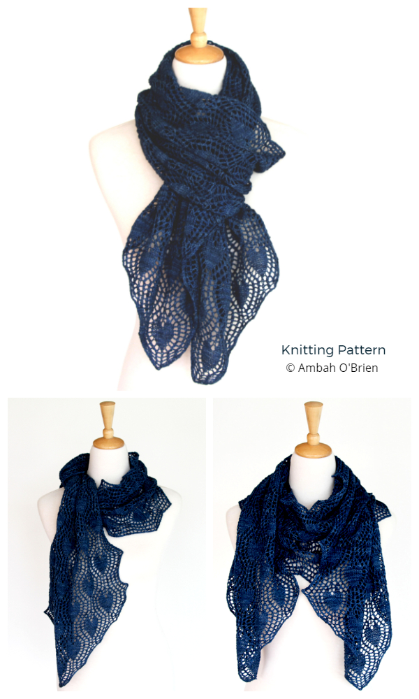 Dark Valentine Lacy Heart Scarf Knitting Patterns