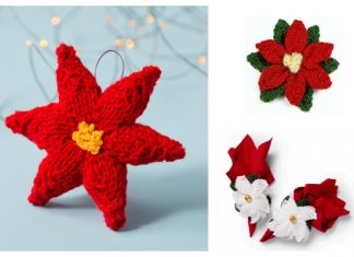 Knit Poinsettia Christmas Flower Free Knitting Patterns