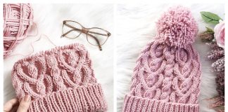 Cable Heart Hat Free Knitting Pattern & Paid