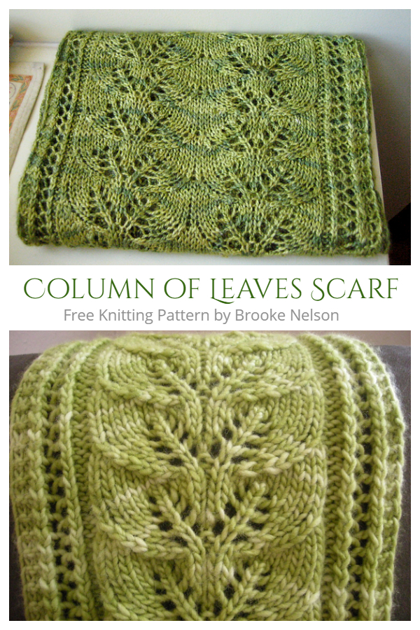 Column of Leaves Scarf Free Knitting Pattern - Knitting ...
