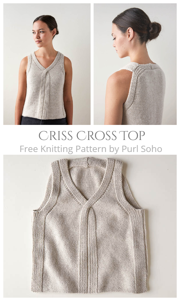Criss Cross Sleeveless Top Free Knitting Pattern