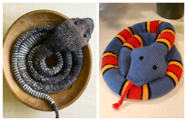 Easy Striped Stockinette Snake Free Knitting Patterns