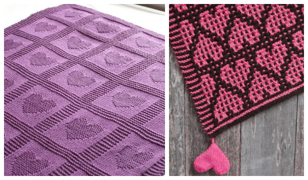 Valentine Heart Blanket Free Knitting Patterns