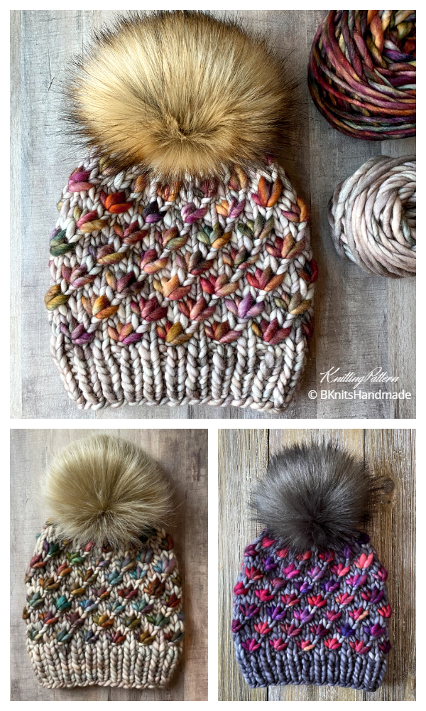 Lotus Flower Beanie Hat Knitting Pattern - Knitting Pattern