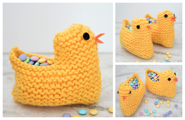 Easter Chick Basket Free Knitting Pattern