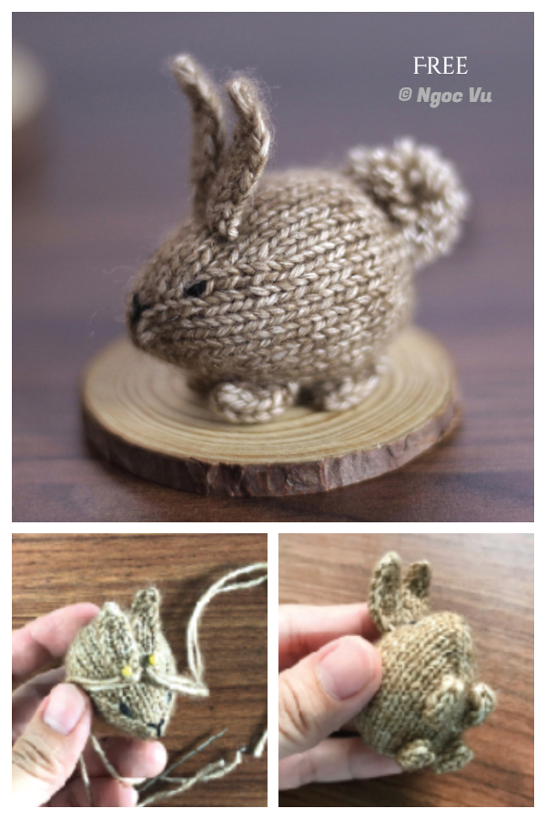 Knit Mini Toy Bunny Keychain Free Knitting Patterns