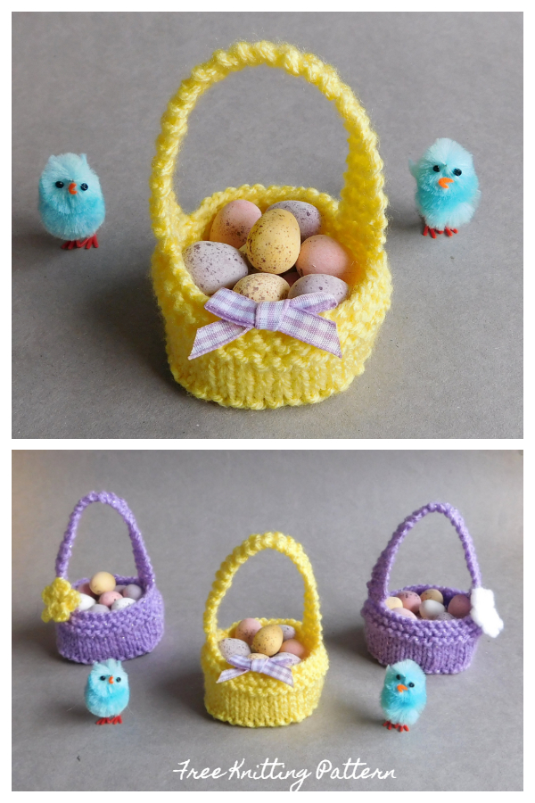Mini Sweet Little Easter Baskets Free Knitting Patterns