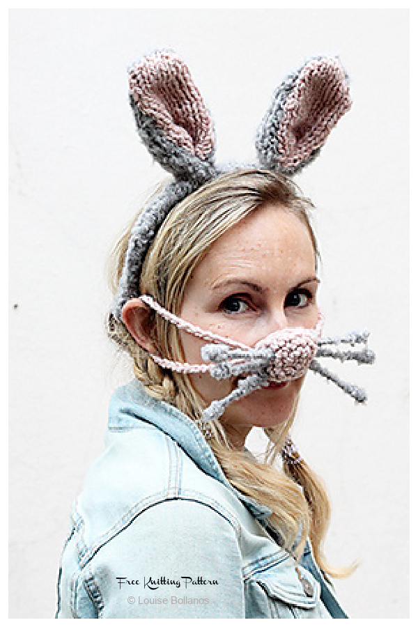 Bunny Ears and Nose Warmer Free Knitting Patterns