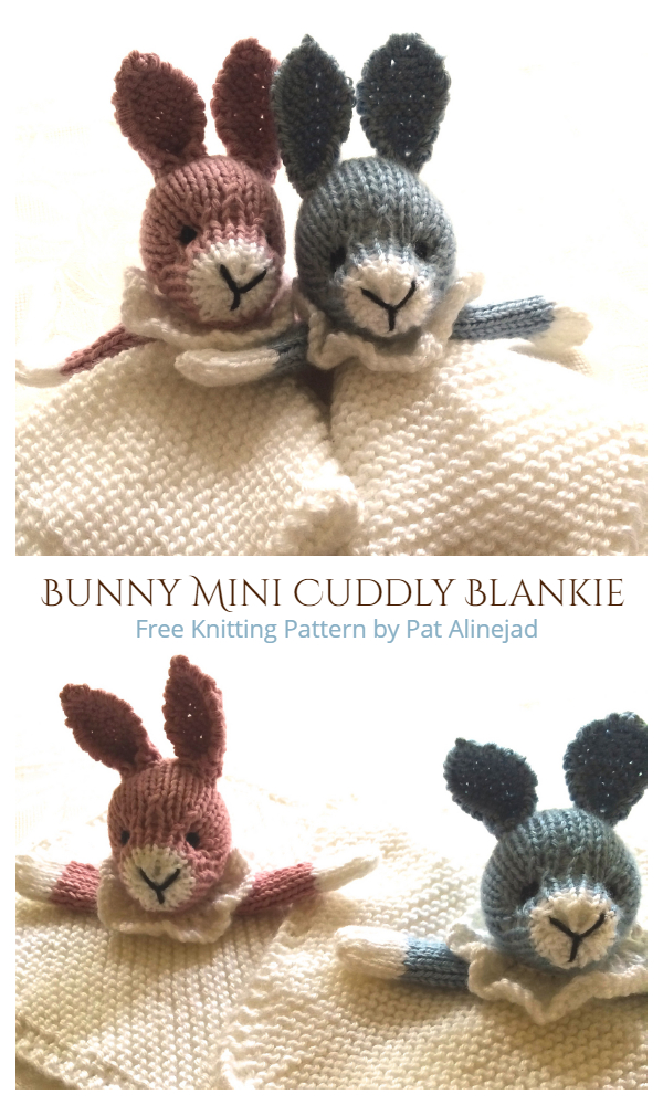 Knit Bunny Mini Cuddly Blankie Free Knitting Patterns