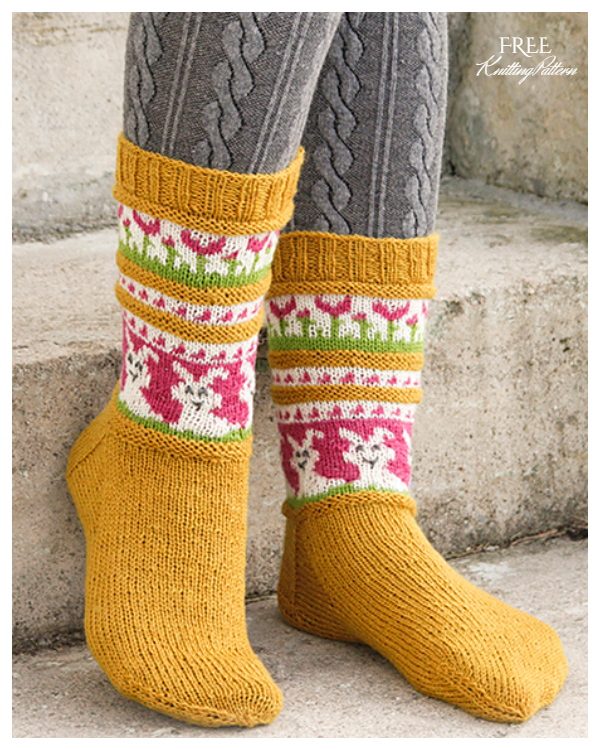 Bunny Hide Socks Free Knitting Patterns