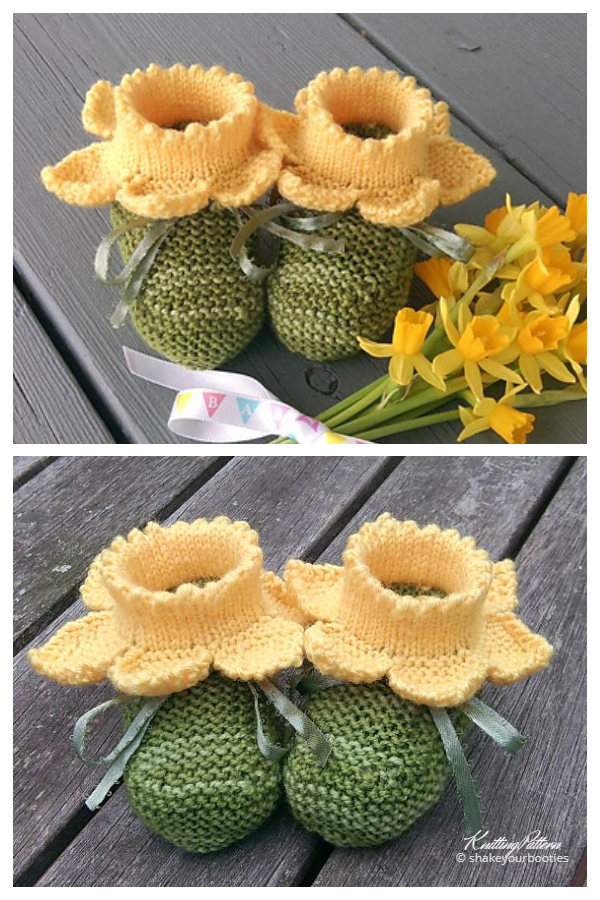 Baby Daffodil Booties Knitting Patterns