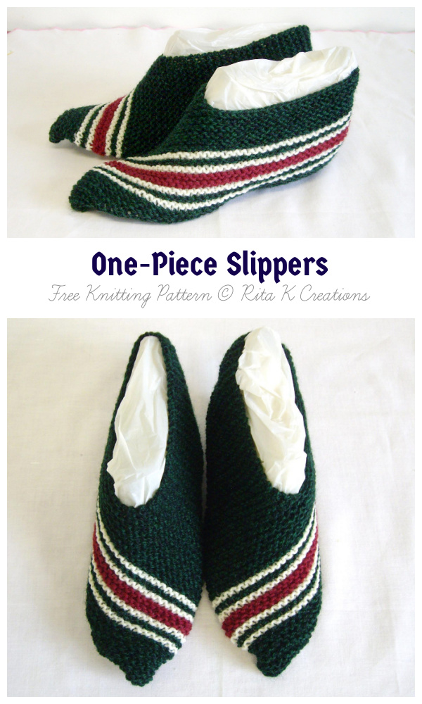 Easy One-Piece Knitted Ladies Slippers Free Knitting Pattern + Video