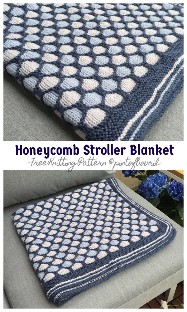 Knit Honeycomb Stroller Blanket Free Knitting Pattern