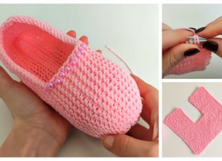 Knit One-Piece Slippers Free Knitting Patterns + Video