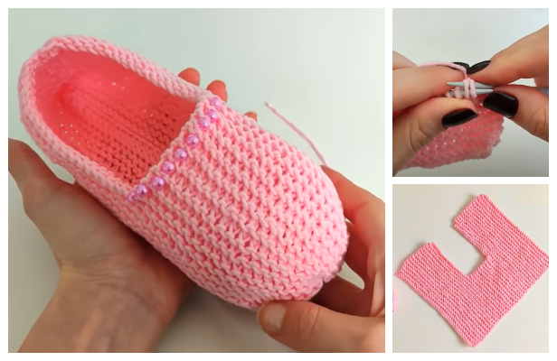 Knit One-Piece Slippers Free Knitting Patterns + Video