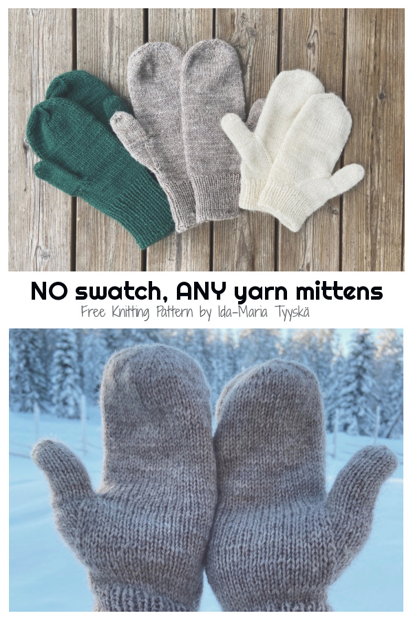 Simplest Any Yarn Mittens Free Knitting Patterns