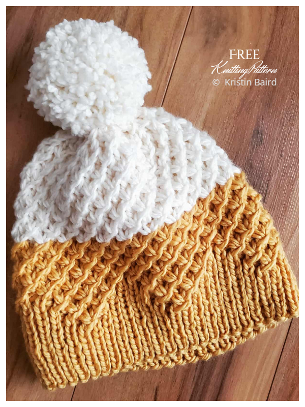 Knit Starry Textured Beanie Hat Free Knitting Pattern