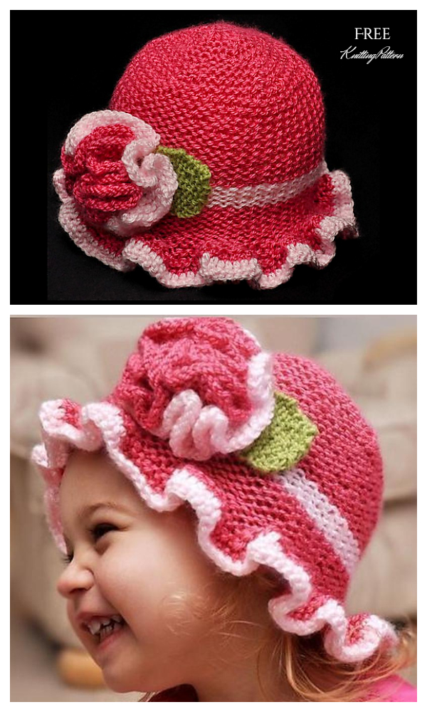 Knit Ruffled Flower Sunhat Free Knitting Patterns