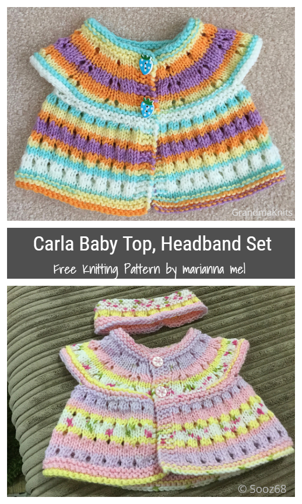 Carla Baby Top Headband Set Free Knitting Patterns