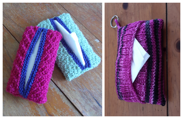 Knit Pocket Tissue Cover Free Knitting Patterns
