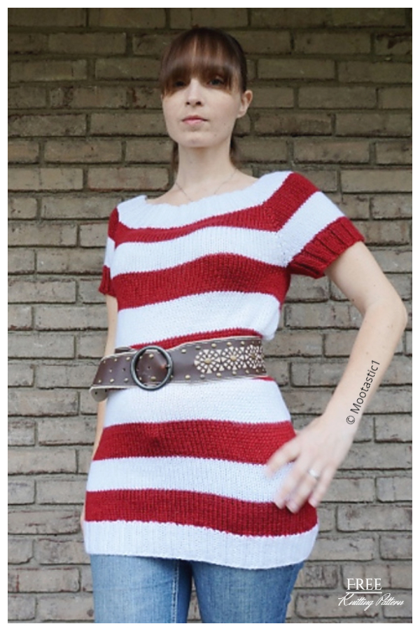 $5 in Paris Striped Tee Top Free Knitting Patterns  