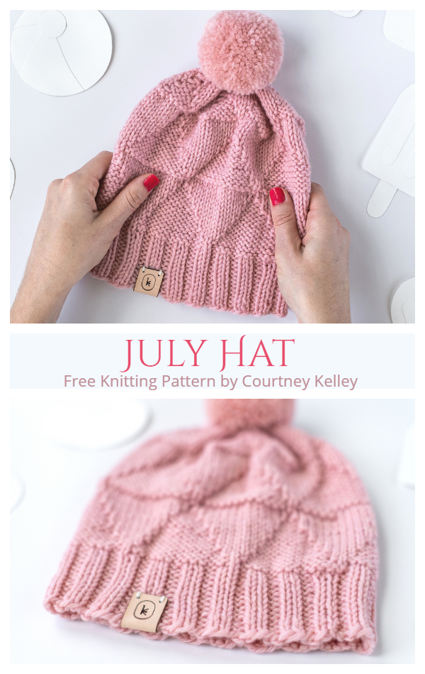 Knit July Hat Free Knitting Pattern