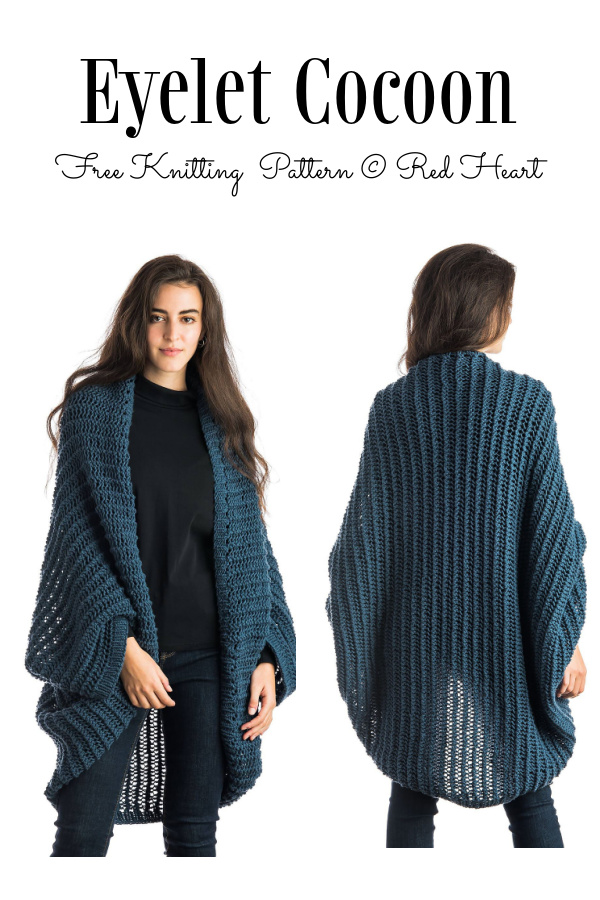 Comfy Easy Eyelet Cocoon Free Knitting Patterns