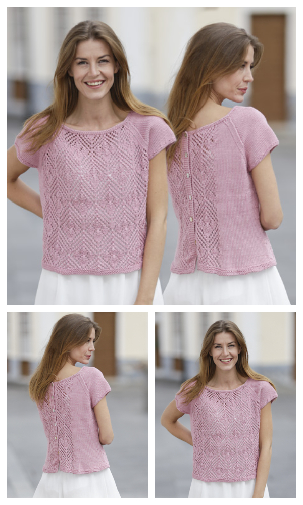 Summer Chic Lace Tee Top Free Knitting Pattern
