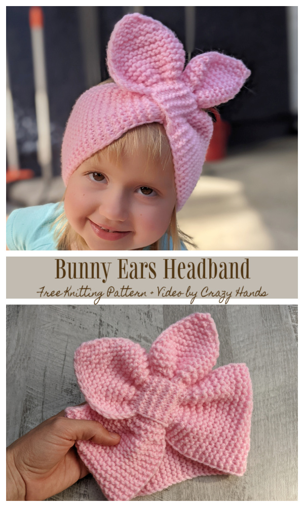 Knit Bunny Ears Headband Free Knitting Pattern + Video - Knitting Pattern