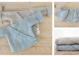 Knit Garter Stitch Baby Wrap Cardigan Free Knitting Pattern