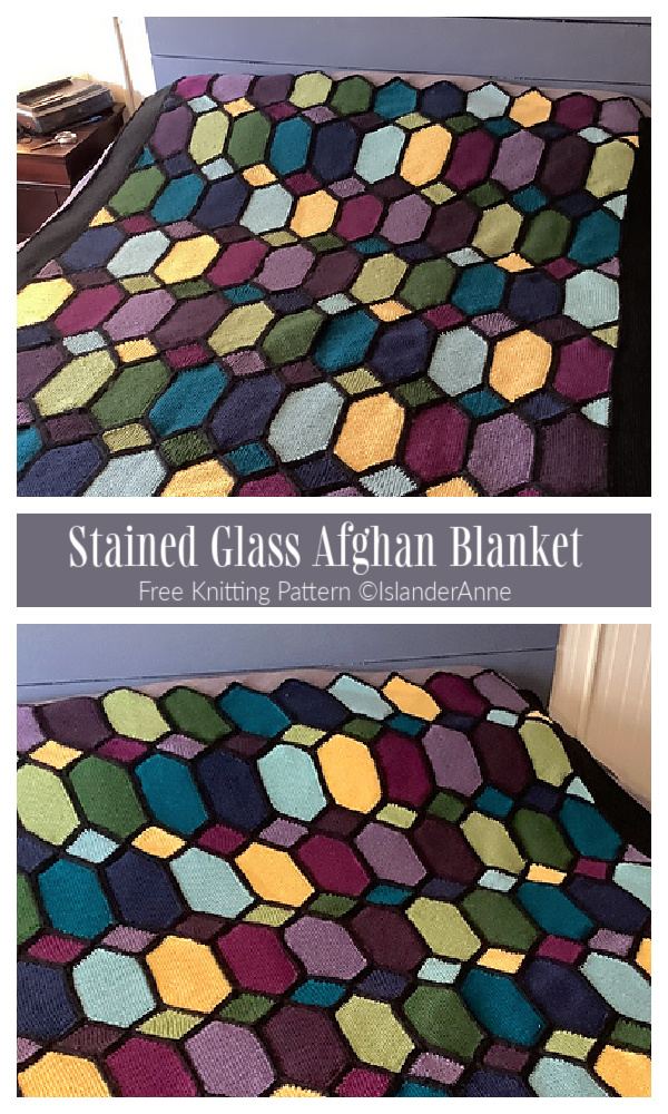 Knit Stained Glass Afghan Blanket Free Knitting Pattern