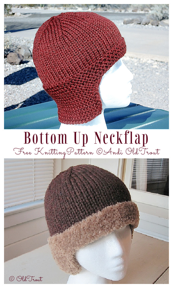 Bottom Up Neckflap Bun Hat Free Knitting Pattern