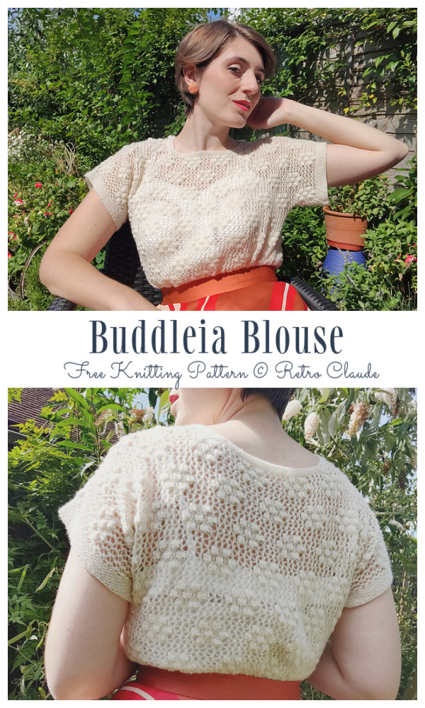 Bobble Flower Buddleia Blouse Free Knitting Pattern
