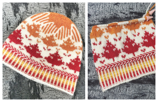 Fair Isle Leaf Hat Free Knitting Pattern